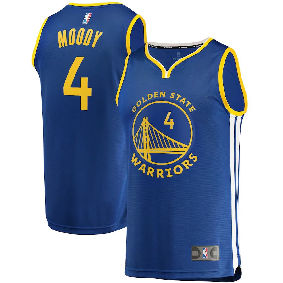 Men Golden State Warriors #4 Moses Moody Fanatics Branded Royal Fast Break Replica NBA Jersey